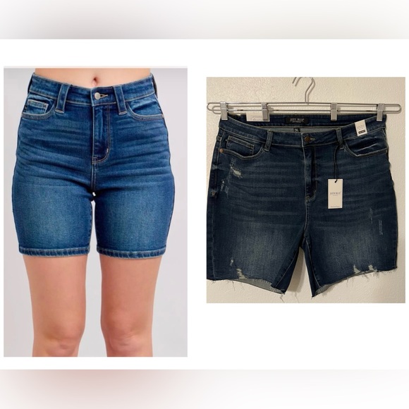 NEW Plus Size Judy Blue High Waisted Classic Blue Denim Shorts Versatile Casual - Picture 1 of 8